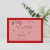 3x5 R.S.V.P. Reply Card Red Double Bike RSVP Kaartje (Staand voorkant)