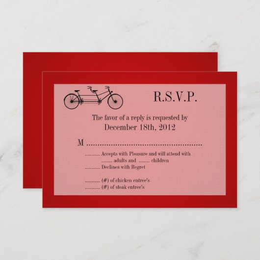 3x5 R.S.V.P. Reply Card Red Double Bike RSVP Kaartje (Voorkant / Achterkant)