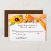 3x5 R.S.V.P. Reply Card Rustic Sunflower Country RSVP Kaartje (Voorkant / Achterkant)