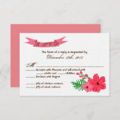 3x5 R.S.V.P. Reply Card Spring Hibiscus Flower RSVP Kaartje (Voorkant / Achterkant)
