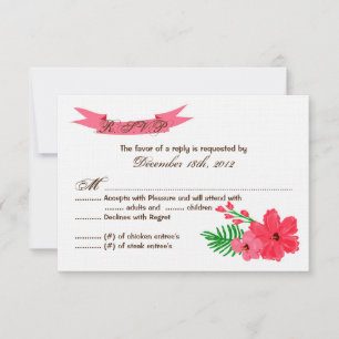 3x5 R.S.V.P. Reply Card Spring Hibiscus Flower RSVP Kaartje