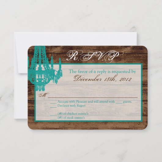 3x5 R.S.V.P. Reply Card Western Rustic Chandelier RSVP Kaartje (Voorkant)