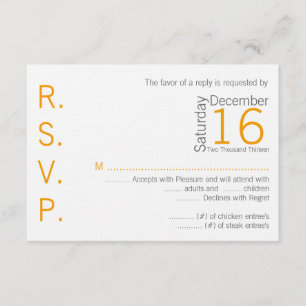 3x5 R.S.V.P. Reply Card Yellow Grey Name Chevron RSVP Kaartje