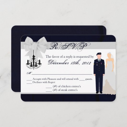 3x5 R.S.V.P. Reply Kaart ARMY Uniform Blues Bride (Voorkant / Achterkant)