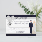 3x5 R.S.V.P. Reply Kaart ARMY Uniform Blues Bride (Staand voorkant)
