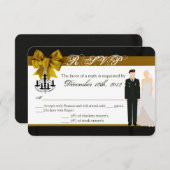 3x5 R.S.V.P. Reply Kaart ARMY Uniform bruidegom br (Voorkant / Achterkant)