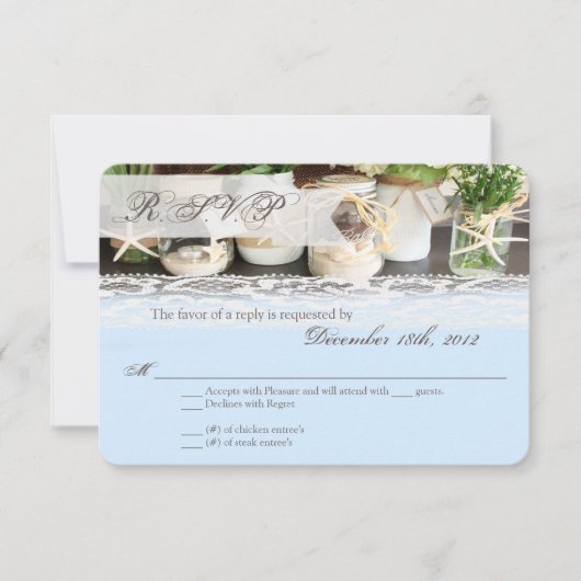 3x5 R.S.V.P. Reply Kaart Beach Zee Mason Jars Ocea (Voorkant)