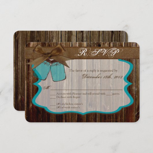 3x5 R.S.V.P. Reply Kaart Mason Jar Initialen Rusti (Voorkant / Achterkant)