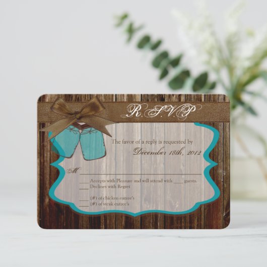 3x5 R.S.V.P. Reply Kaart Mason Jar Initialen Rusti (Staand voorkant)