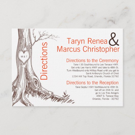 3x5 richtingen Kaart Herfst Tree Initiaal Carvings (Voorkant)