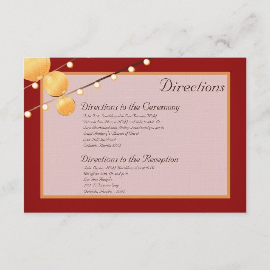 3x5 richtingen Kaart papieren lantaarns op rood Ch (Voorkant)