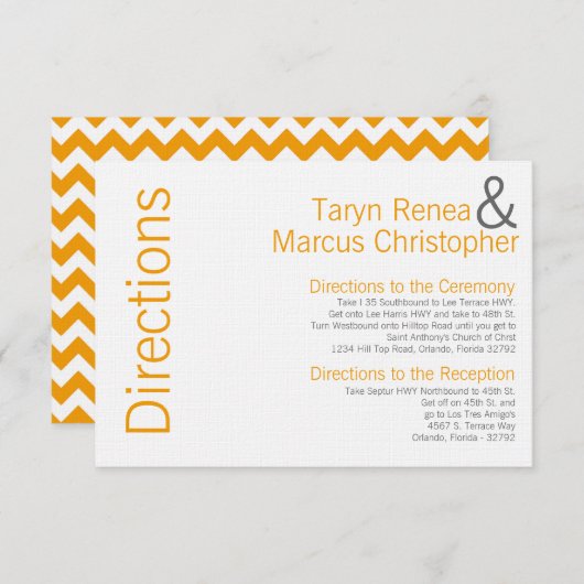 3x5 Richtingkaart Geel grijs, Chevron Informatiekaartje (Voorkant / Achterkant)