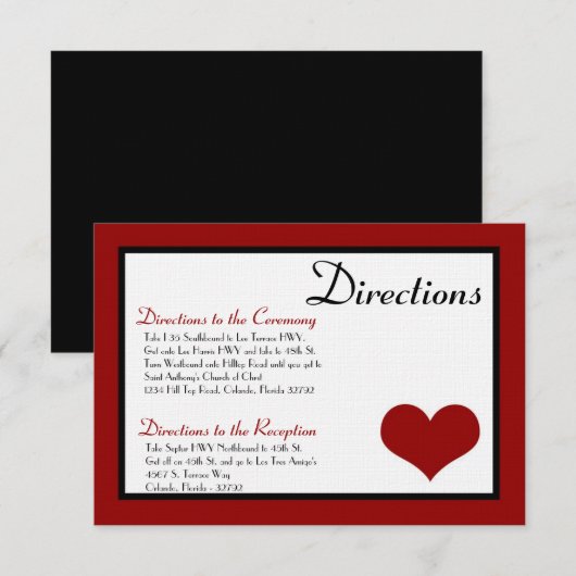 3x5 Routebeschrijving Kaart Bruiloftspinguïn Love  (Voorkant / Achterkant)