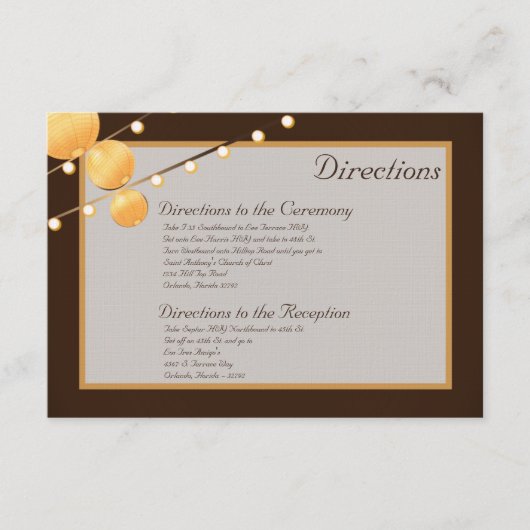 3x5 Routebeschrijving Kaart Papieren Lantaarns op (Voorkant)