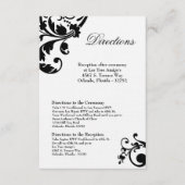 3x5 Routekaart Black White Floral Filigree Informatiekaartje (Voorkant)