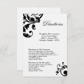 3x5 Routekaart Black White Floral Filigree Informatiekaartje (Voorkant / Achterkant)