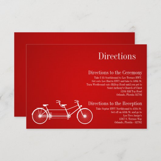 3x5 Routekaart Whimsical Red Double Bike Informatiekaartje (Voorkant / Achterkant)