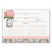 3x5 Roze Hydrangea Mason Jar Receptkaarten Kaart (Voorkant)