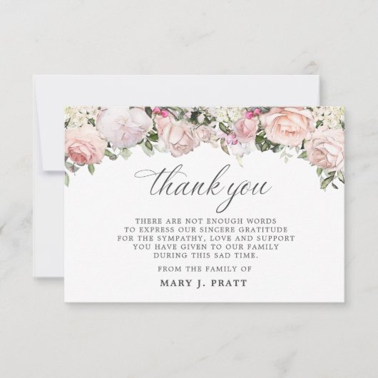 3x5 Sympathy Pink Rose Bedankt Fotokaart (Voorkant)