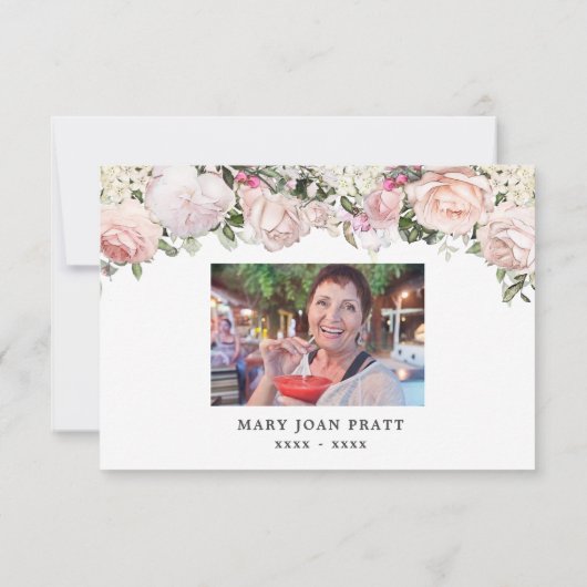 3x5 Sympathy Pink Rose Bedankt Fotokaart (Achterkant)