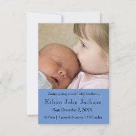 3x5 zuster kondigt Brother's Birth Blue aan Aankondiging