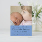 3x5 zuster kondigt Brother's Birth Blue aan Aankondiging (Staand voorkant)