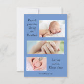 3x5 zuster kondigt Brother's Birth Blue aan Aankondiging (Achterkant)