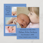 3x5 zuster kondigt Brother's Birth Blue aan Aankondiging (Voorkant / Achterkant)