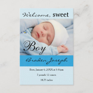 3x5Sweet Boy Newborn Baby geboorteaankondiging Aankondiging