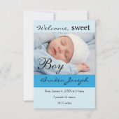 3x5Sweet Boy Newborn Baby geboorteaankondiging Aankondiging (Voorkant)
