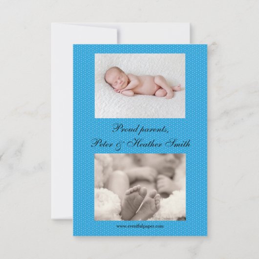 3x5Sweet Boy Newborn Baby geboorteaankondiging Aankondiging (Achterkant)