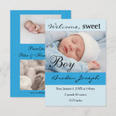 3x5Sweet Boy Newborn Baby geboorteaankondiging Aankondiging (Voorkant / Achterkant)