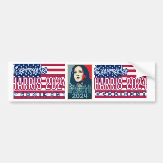 3x Kamala Harris Stickers 2024 Voor President (Voorkant)