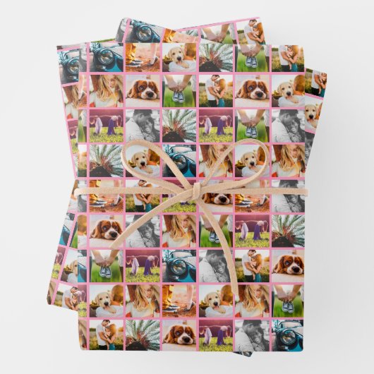 3x Sheets 10 Fotosjabloon Roze omslagpapier Inpakpapier Vel (In situ)