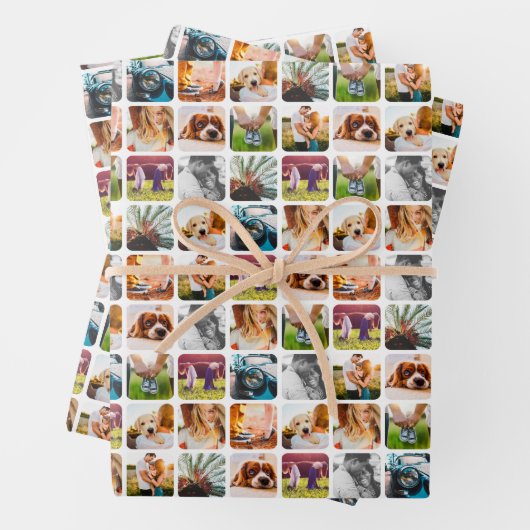 3x Sheets 10 Photo Template Rond Wrapping Paper (In situ)