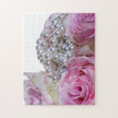 4008-Witte & Roze Rozen met Parels & Dew Puzzel (Verticaal)