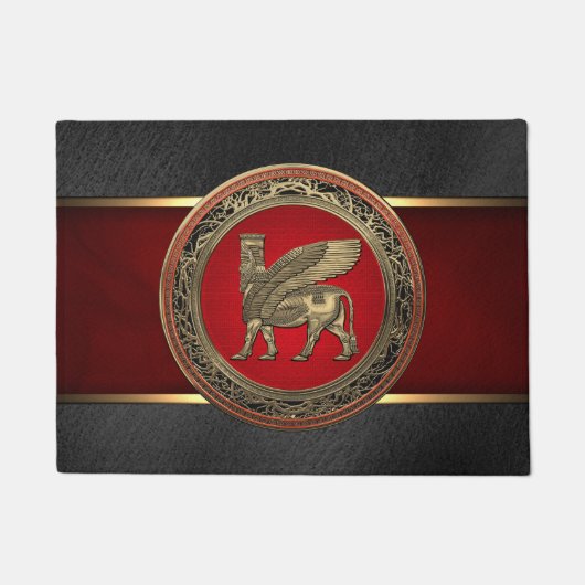 [400] Assyrian Winged Bull - Gold Lamassu Deurmat (Voorkant)