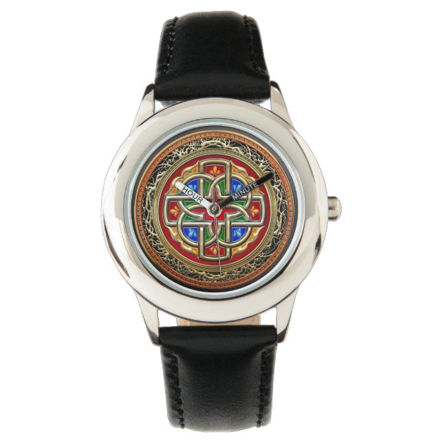 [400] Celtic Cross [Gold+Enamel] Horloge (Voorkant)
