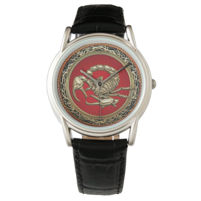 [400] Gangroodgulden Scorpion op rood Horloge (Voorkant)