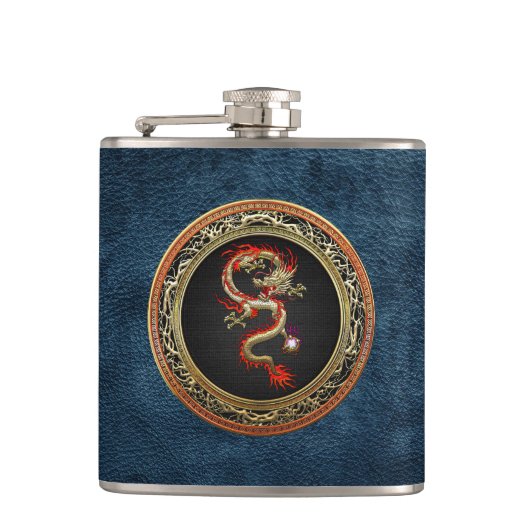 [400] Golden Chinese Dragon Fucanglong Heupfles (Voorkant)