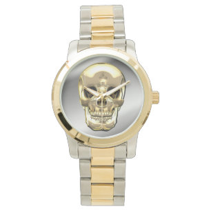 [400] Golden Human Skull. Horloge