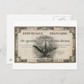 400 Livres French Revolution Assignat Bank Note Briefkaart (Voorkant / Achterkant)