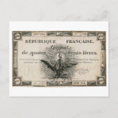 400 Livres French Revolution Assignat Bank Note Briefkaart (Voorkant)