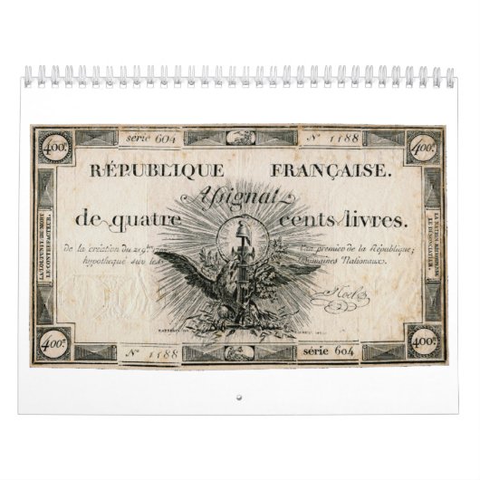 400 Livres French Revolution Assignat Bank Note Kalender (Hoes)