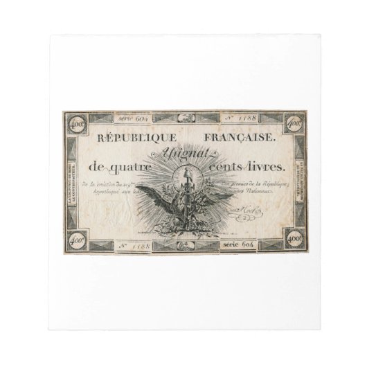 400 Livres French Revolution Assignat Bank Note Notitieblok (Voorkant)