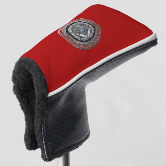 [400] Master Mason - Silver Square & Compass Golfheadcover (3/4 voorkant)