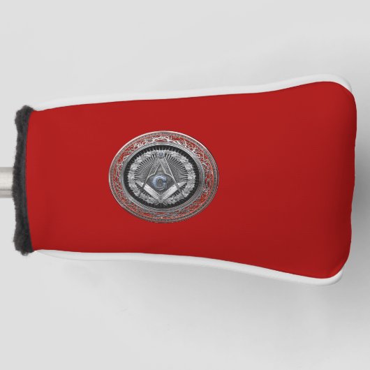 [400] Master Mason - Silver Square & Compass Golfheadcover (Voorkant)