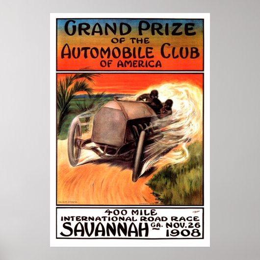 400 Mile International Road Race Savannah Ga 1908 Poster (Voorkant)