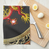 [400] Rode en gele dragons Theedoek (Quarter Fold)