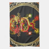 [400] Rode en gele dragons Theedoek (Verticaal)